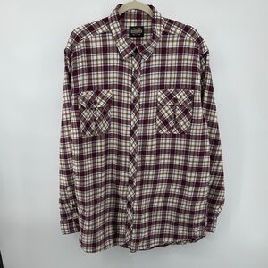 GuideGear‎ VTG Timeless Western Rugged Burgundy/White Plaid Shirt Flannel Sz2XL